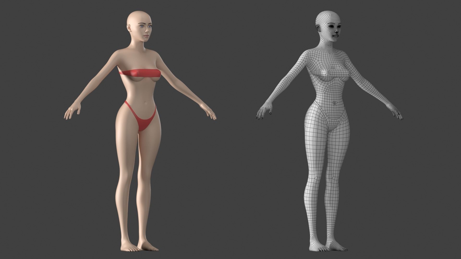Stylized Female 01 A-Pose Base Mesh 3D model_3