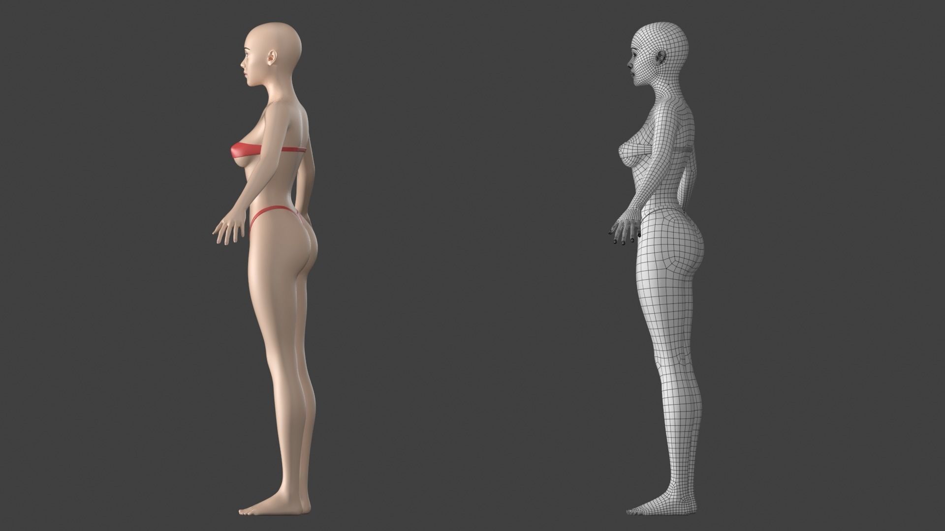 Stylized Female 01 A-Pose Base Mesh 3D model_8