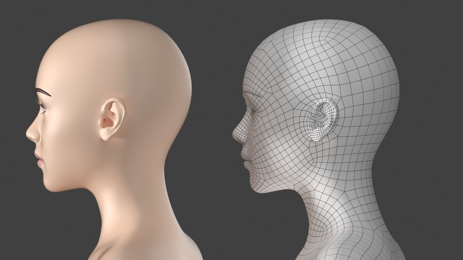 Stylized Female 01 A-Pose Base Mesh 3D model_16