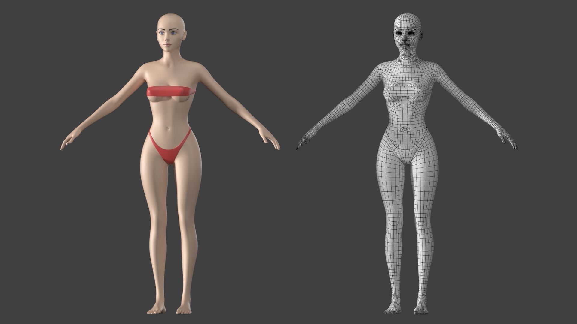 Stylized Female 01 A-Pose Base Mesh 3D model_2