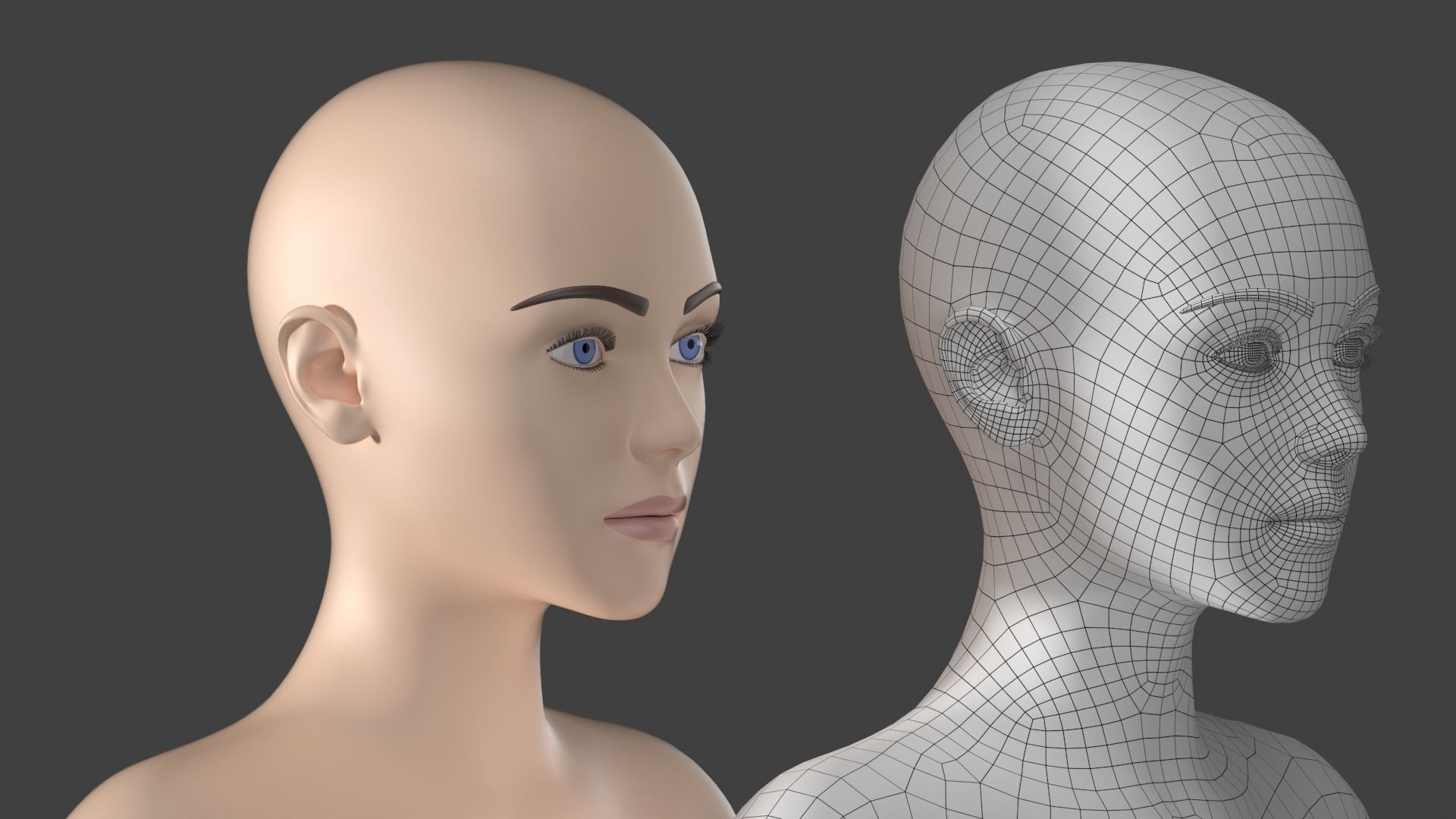 Stylized Female 01 A-Pose Base Mesh 3D model_12