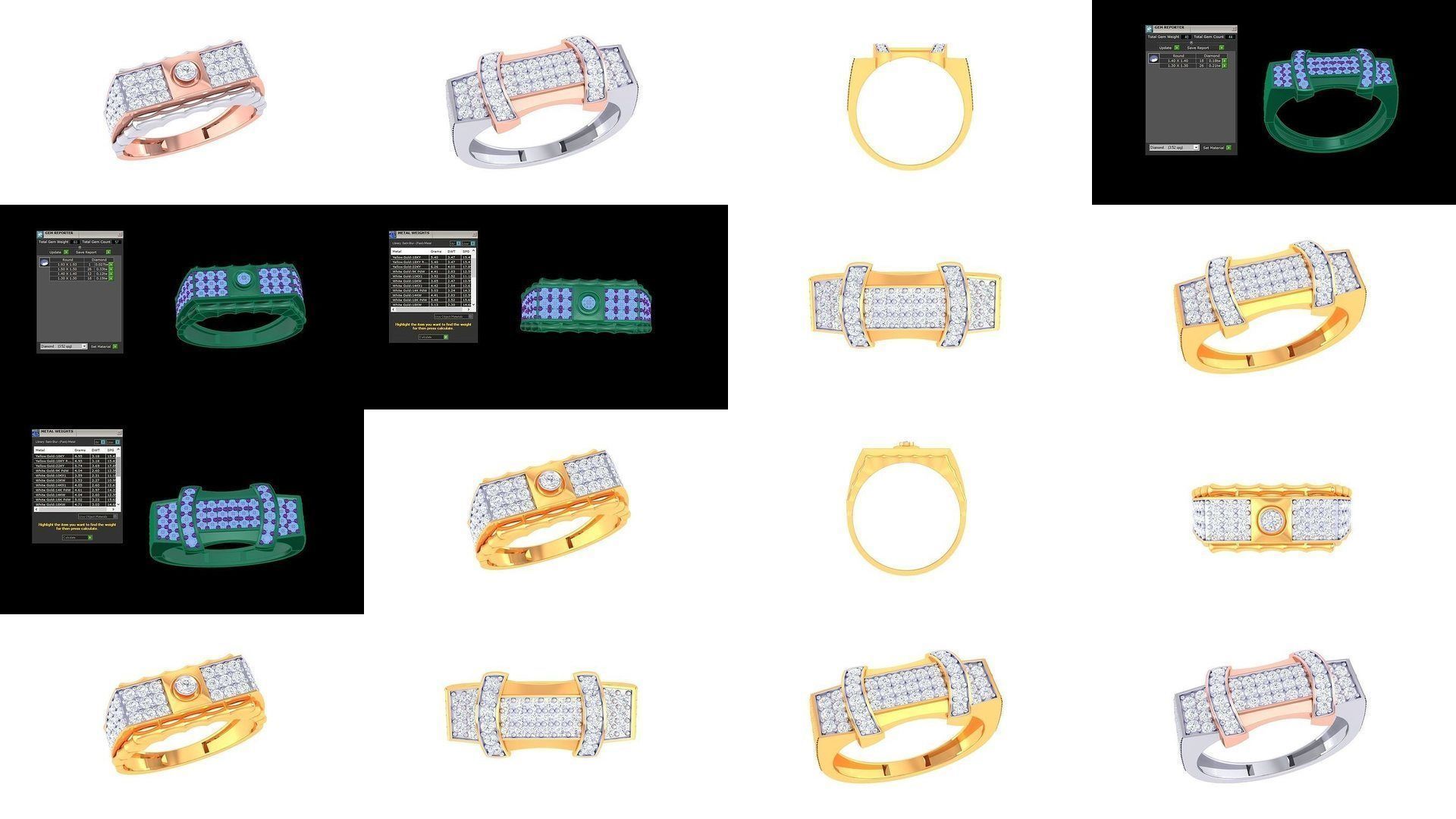 Mens gems diamond Rings bulk pack bundle collection _5