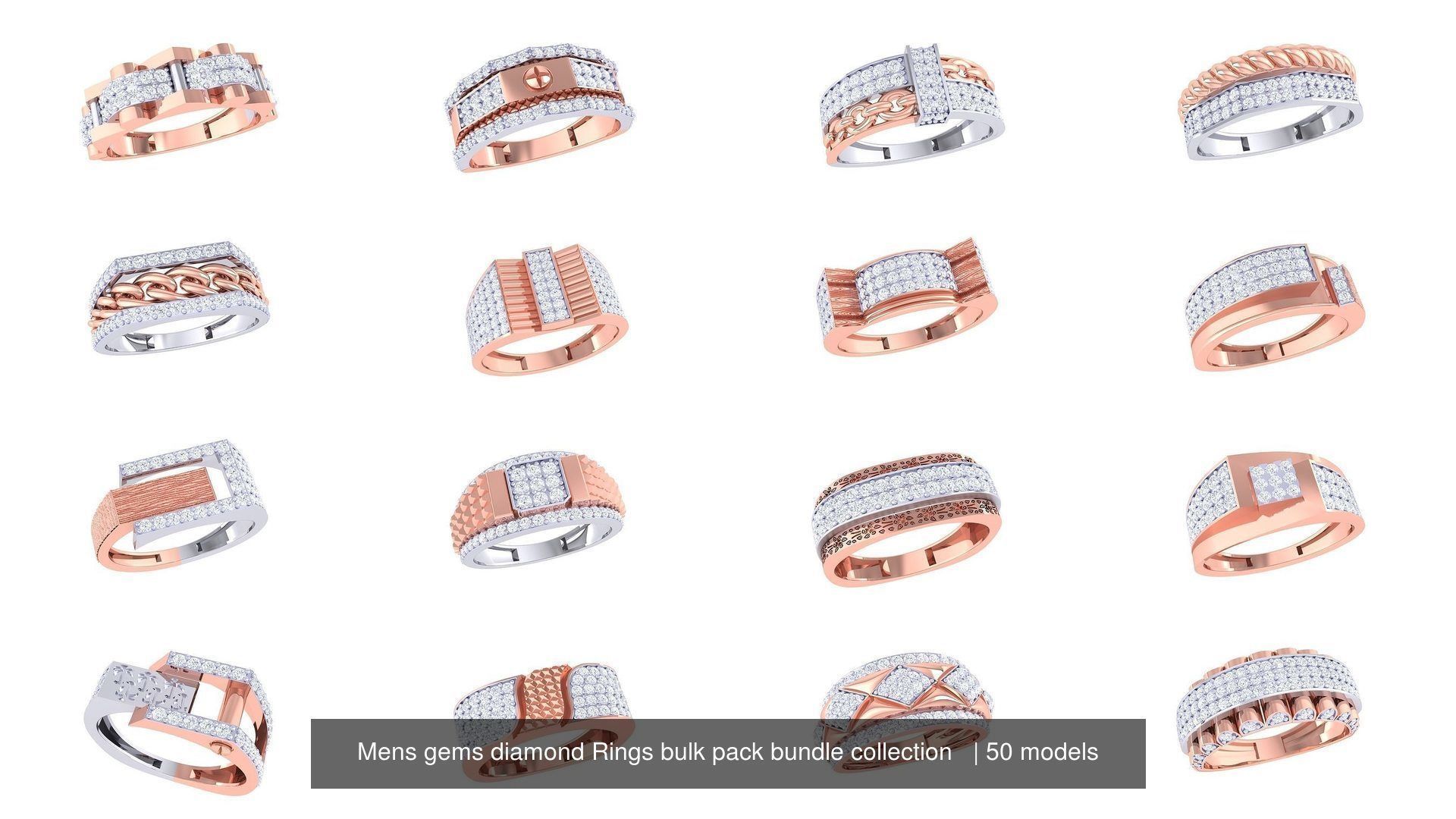 Mens gems diamond Rings bulk pack bundle collection _4