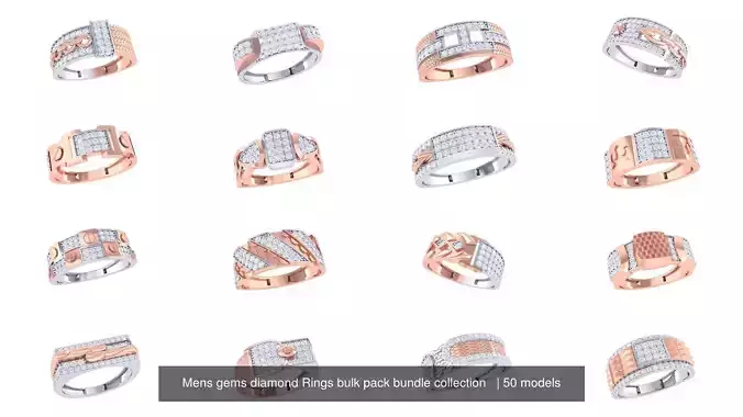 Mens gems diamond Rings bulk pack bundle collection   
