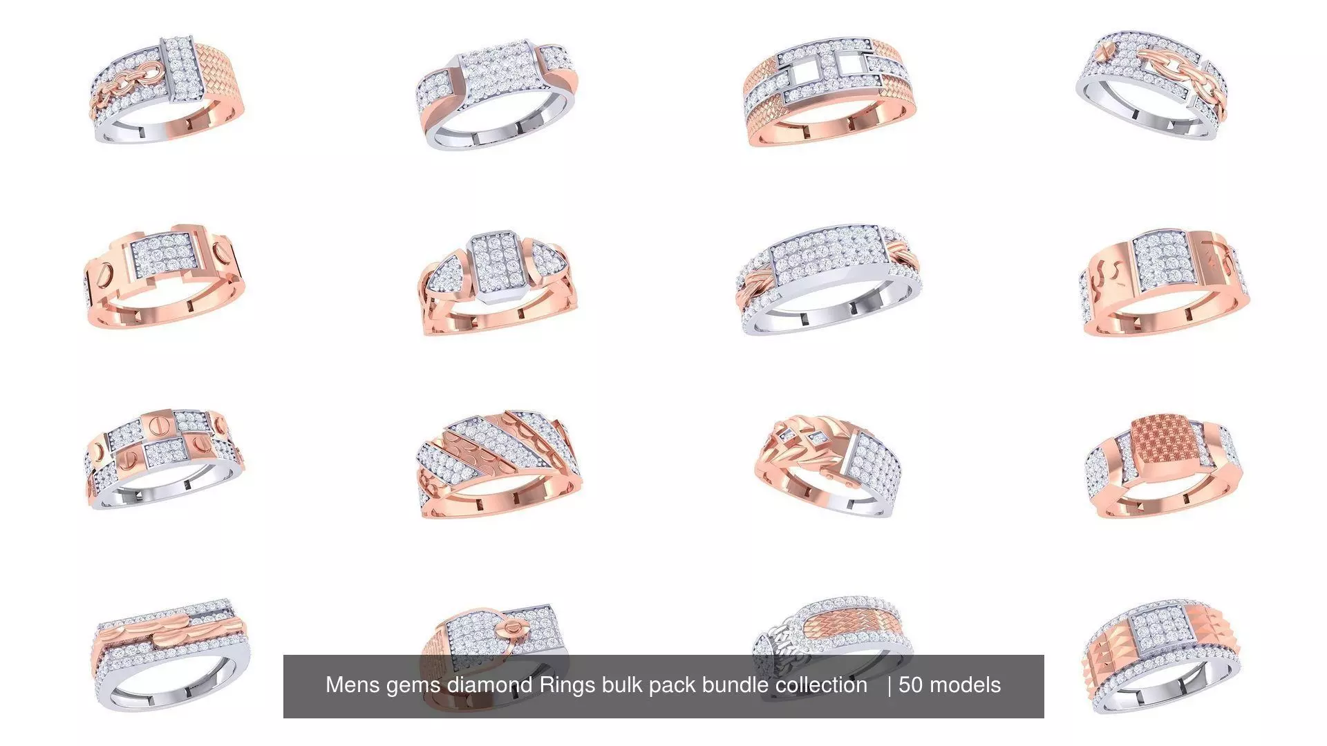 Mens gems diamond Rings bulk pack bundle collection _0