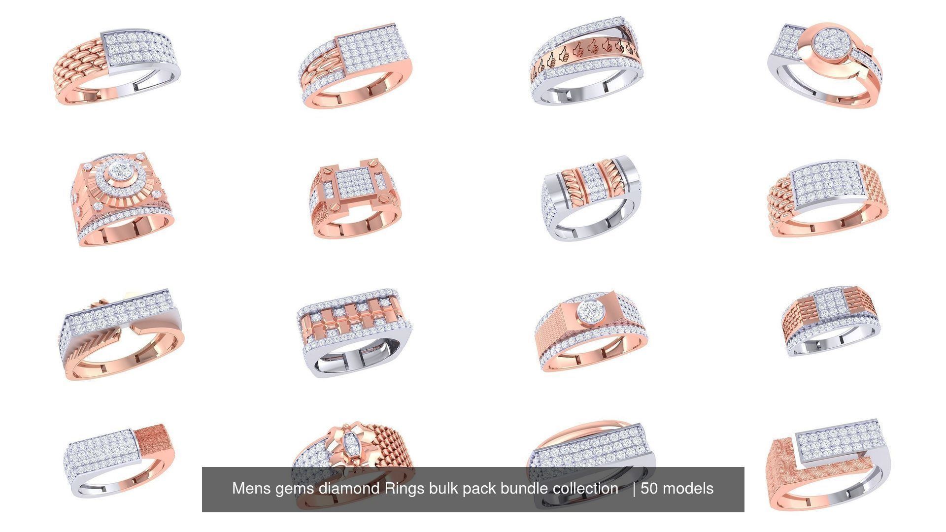Mens gems diamond Rings bulk pack bundle collection _2