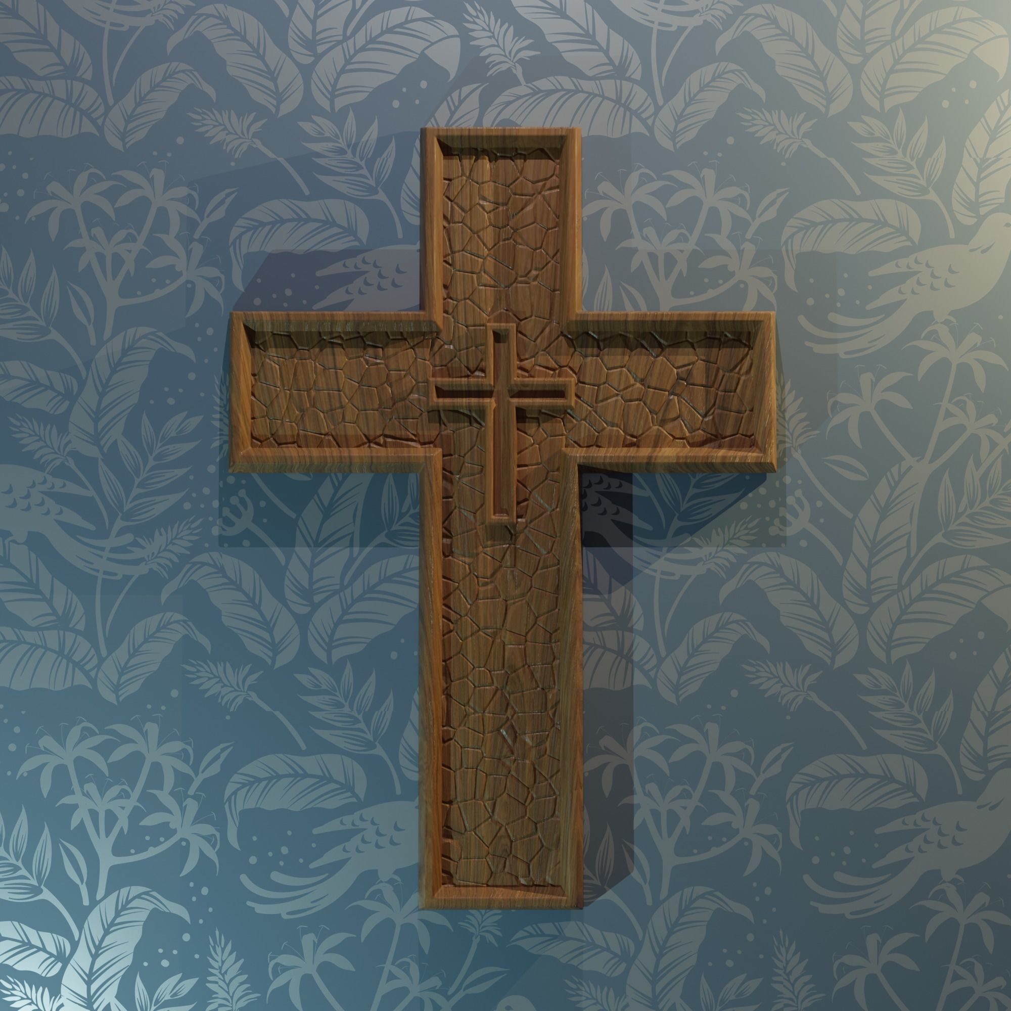 3D model STL FILE for CNC milling machine Wall Cross  3D print model_3