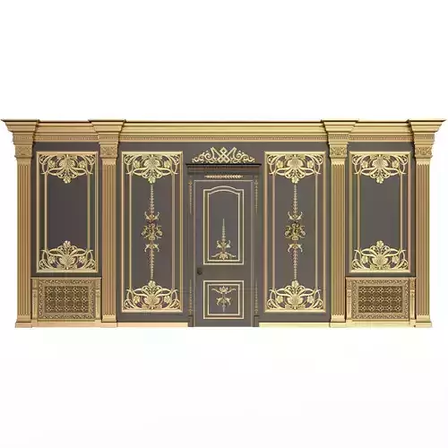 Boiserie Classic Wall with Mouldings 09 Black