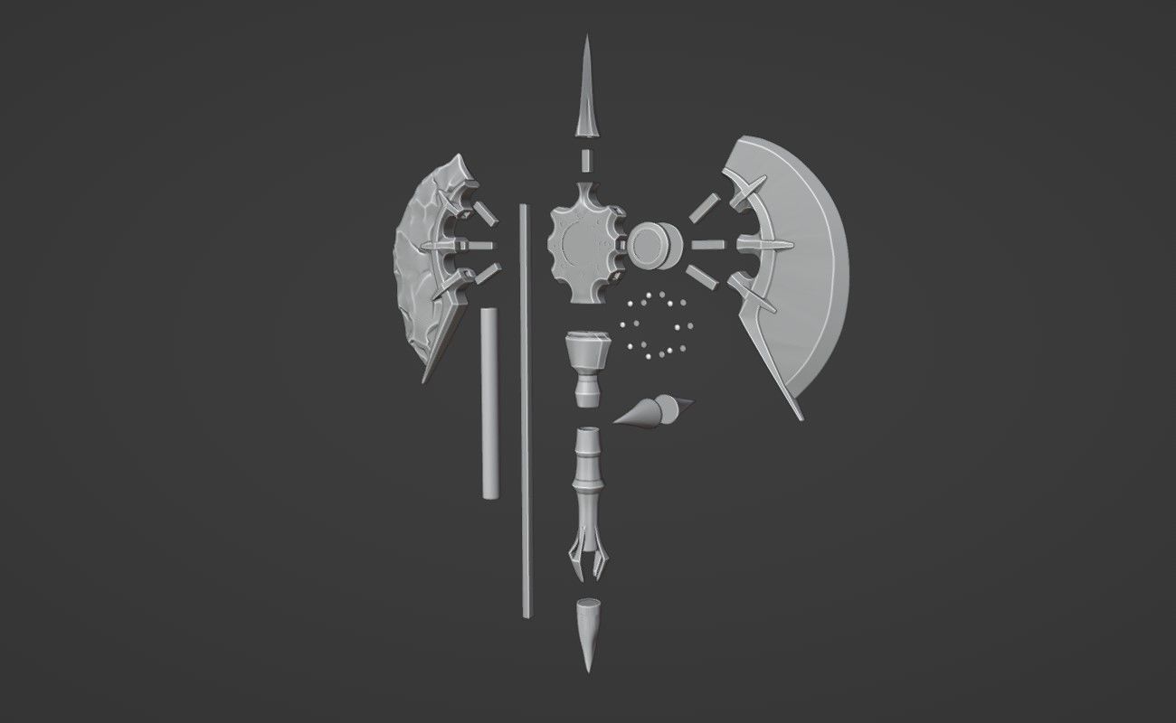 Shao Kahn axe from MK1 - Konqueror Battle Axe 3D print model_1