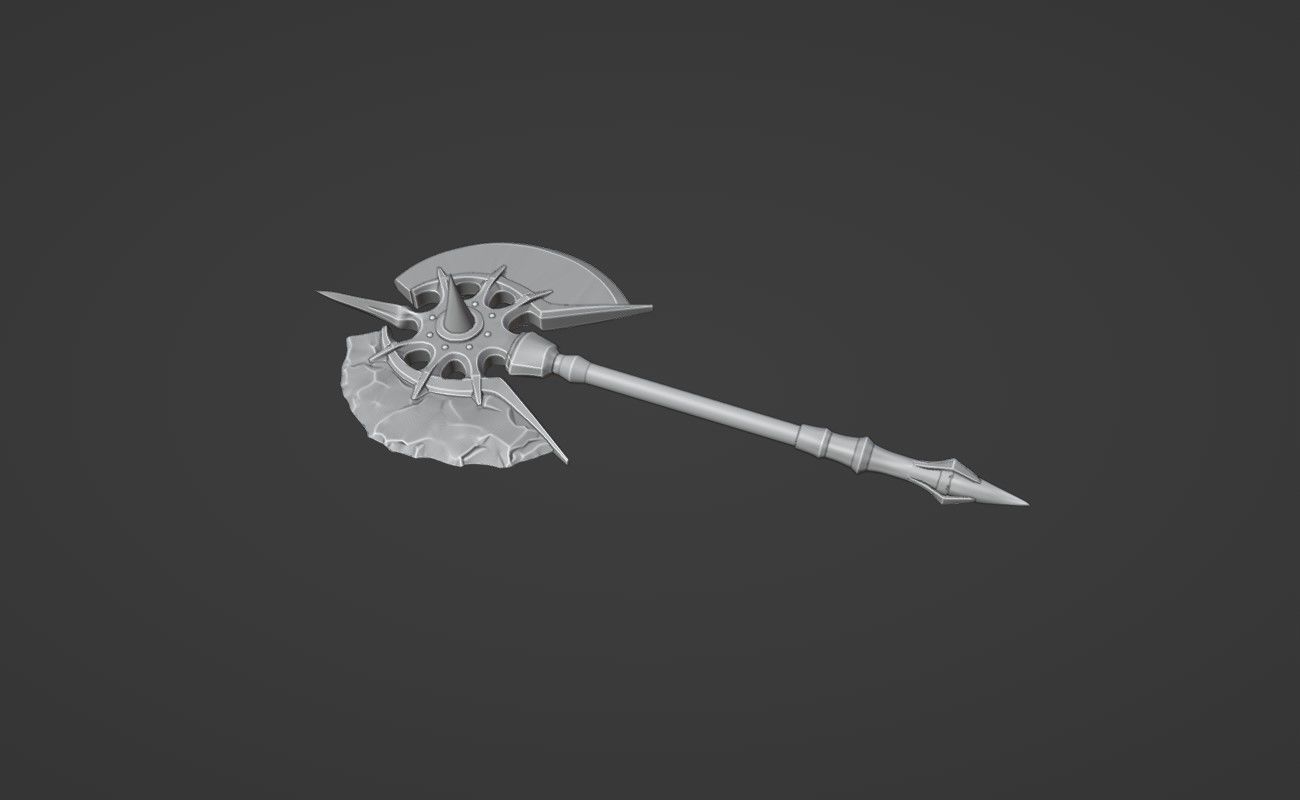 Shao Kahn axe from MK1 - Konqueror Battle Axe 3D print model_5