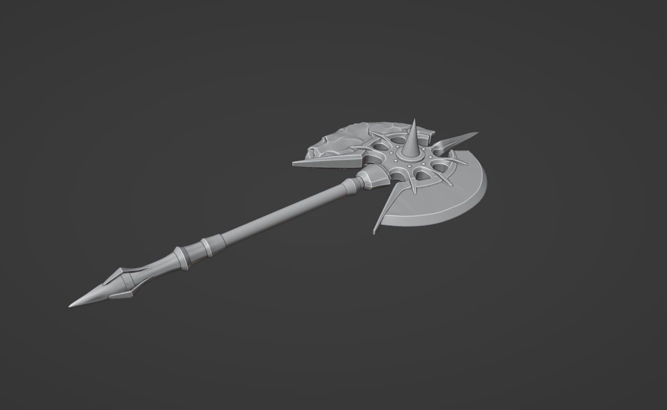 Shao Kahn axe from MK1 - Konqueror Battle Axe 3D print model_7