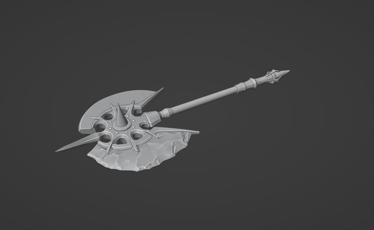 Shao Kahn axe from MK1 - Konqueror Battle Axe 3D print model_6