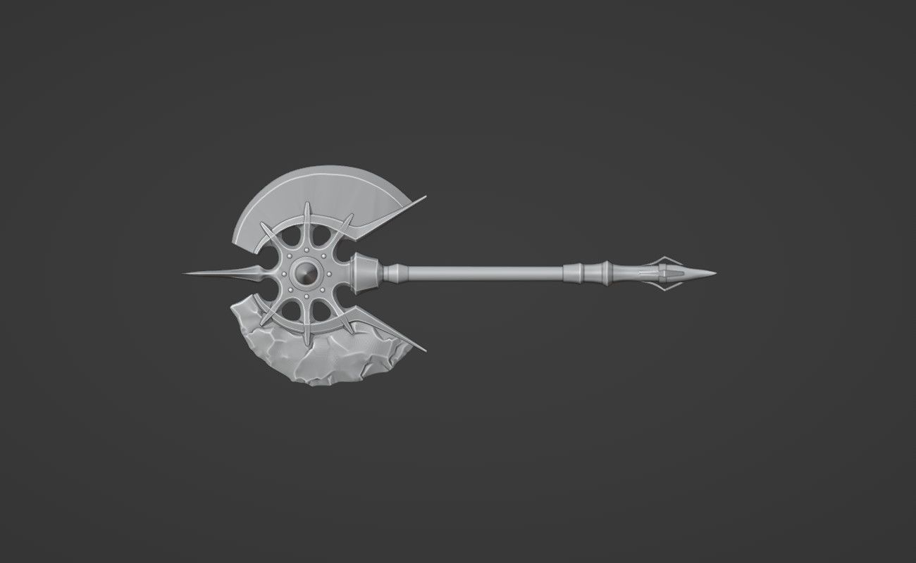 Shao Kahn axe from MK1 - Konqueror Battle Axe 3D print model_2