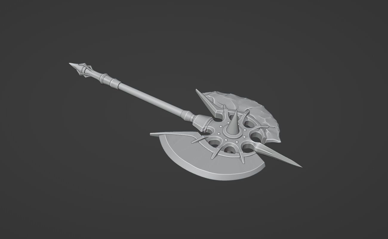 Shao Kahn axe from MK1 - Konqueror Battle Axe 3D print model_8