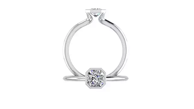 Asher Cut Diamond Ring 3D print model