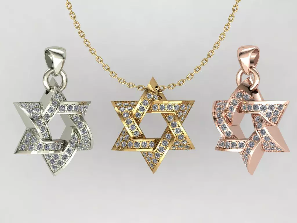 Star of David Pendant P 0005B 3D print model_0