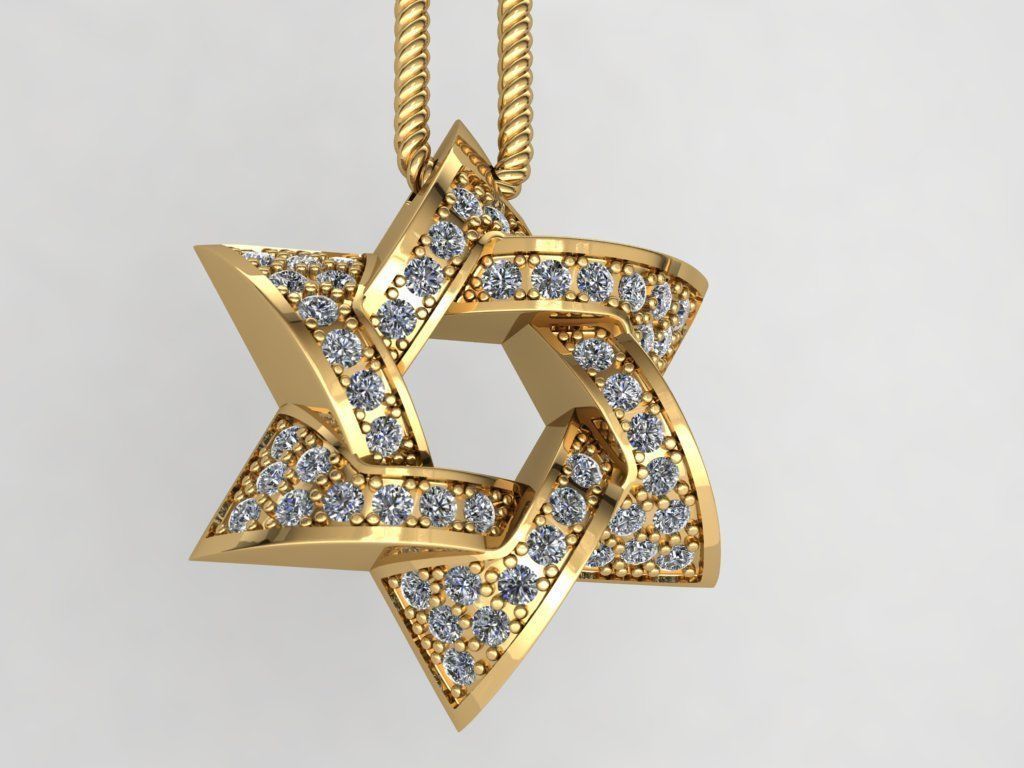 Star of David Pendant P 0005B 3D print model_4