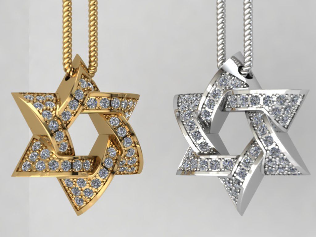 Star of David Pendant P 0005B 3D print model_6