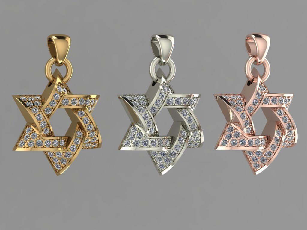 Star of David Pendant P 0005B 3D print model_7