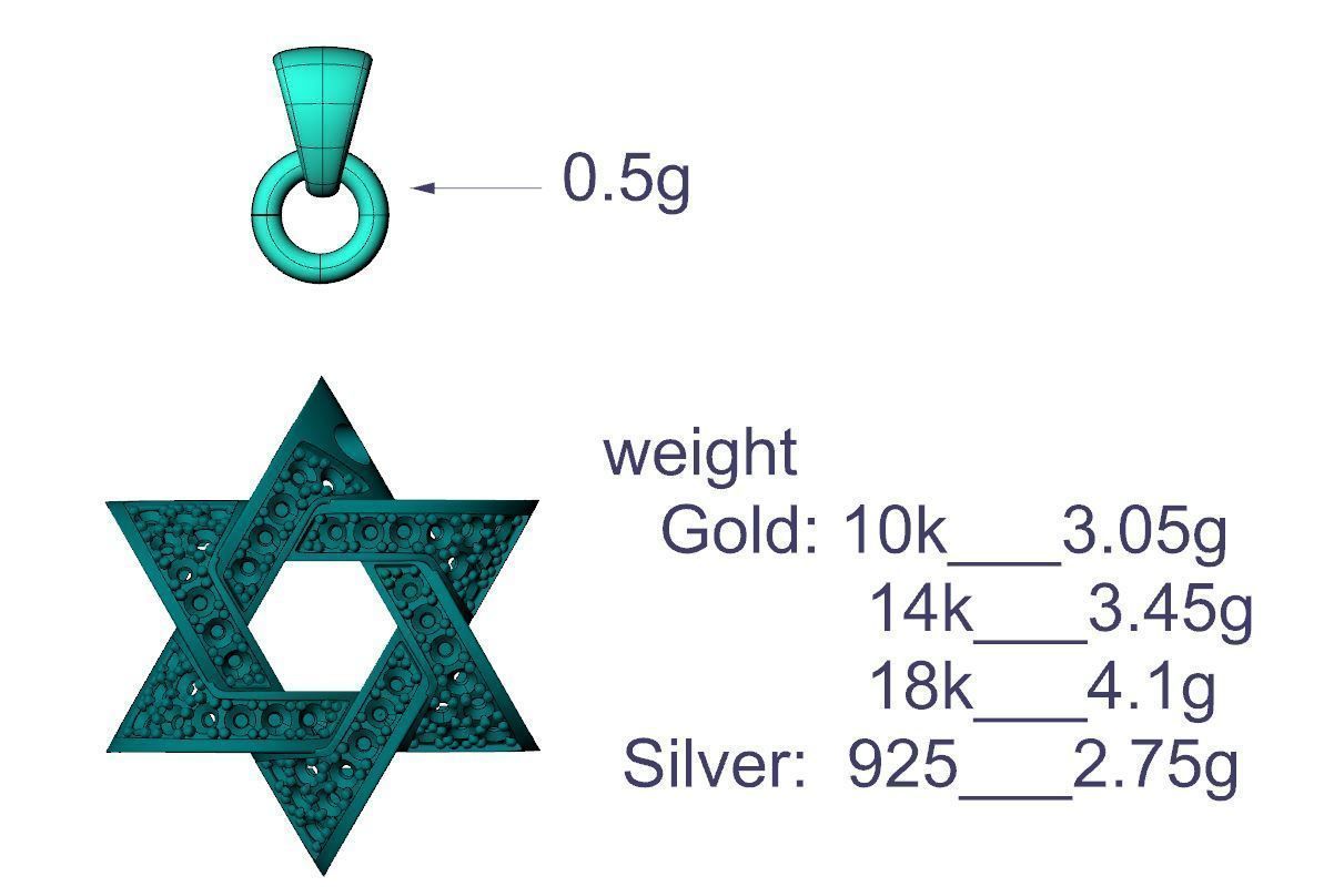 Star of David Pendant P 0005B 3D print model_9