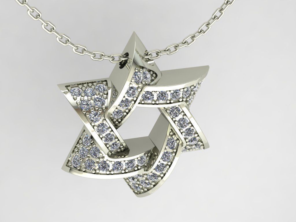 Star of David Pendant P 0005B 3D print model_5