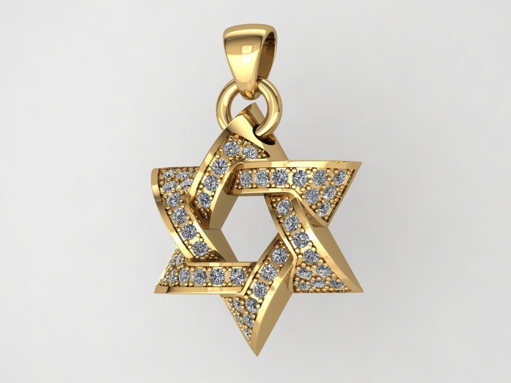 Star of David Pendant P 0005B 3D print model_3