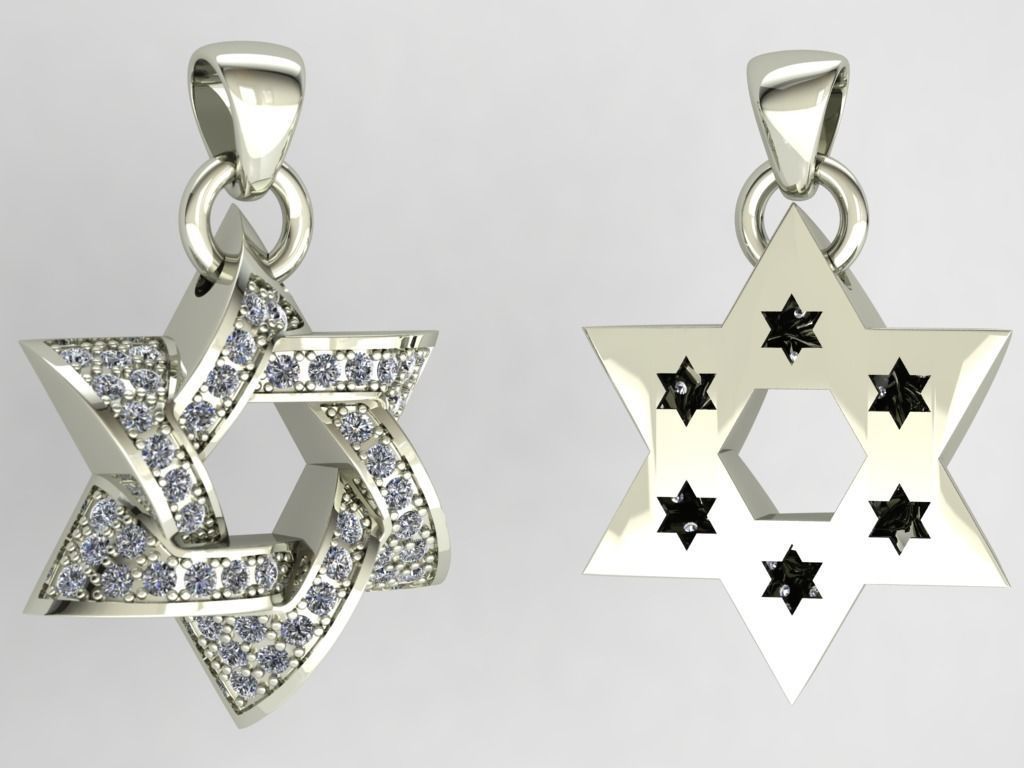 Star of David Pendant P 0005B 3D print model_8