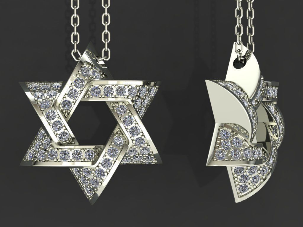 Star of David Pendant P 0005B 3D print model_2