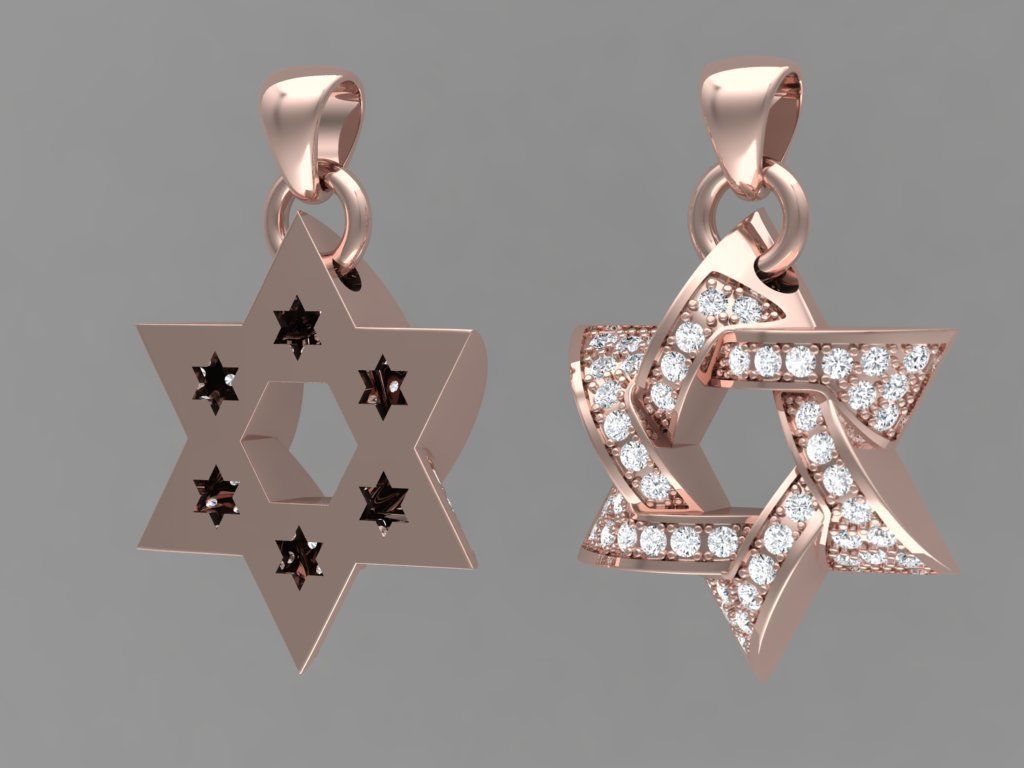 Star of David Pendant P 0005B 3D print model_13