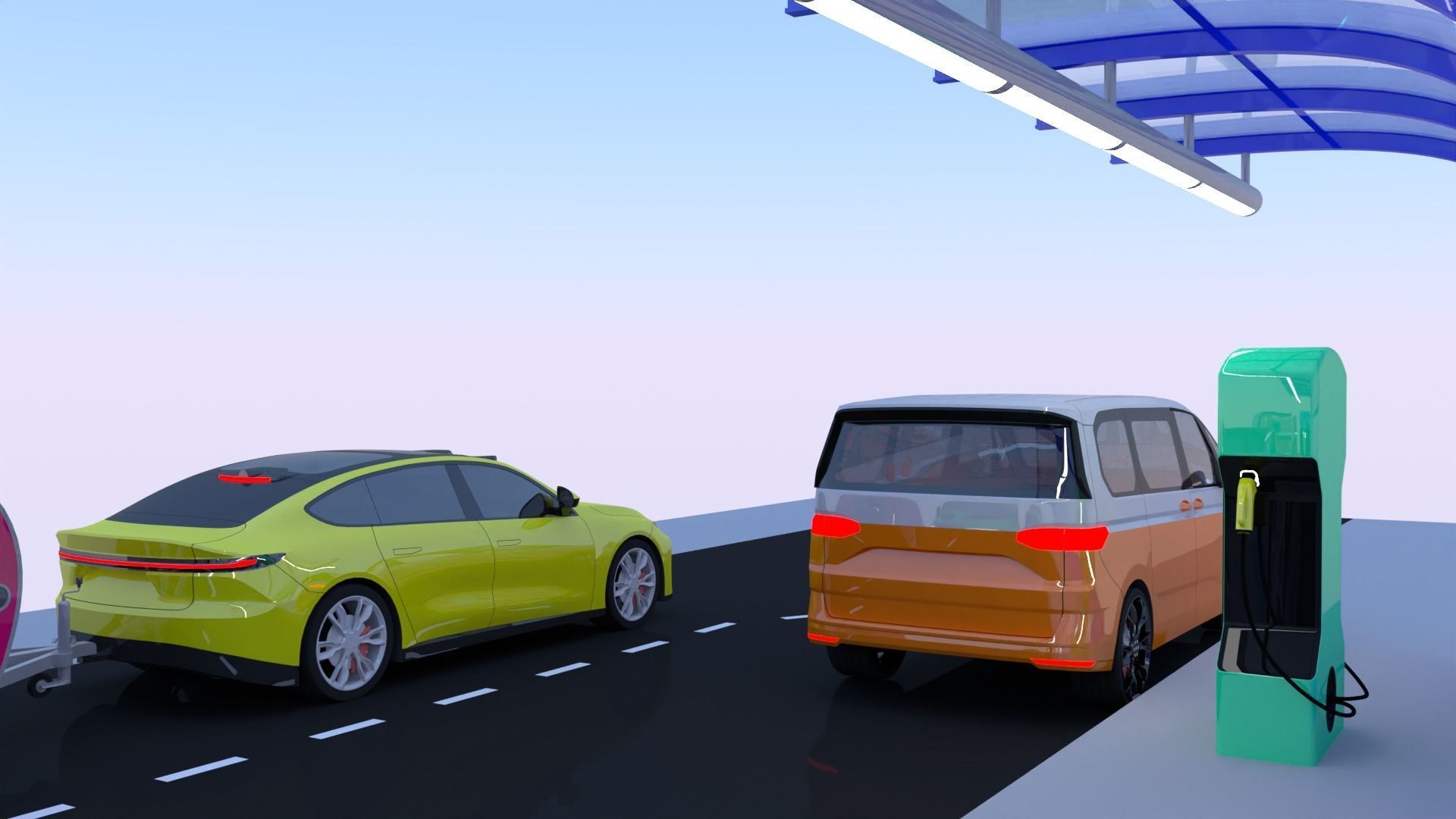 EV charging station VII 3D model_8