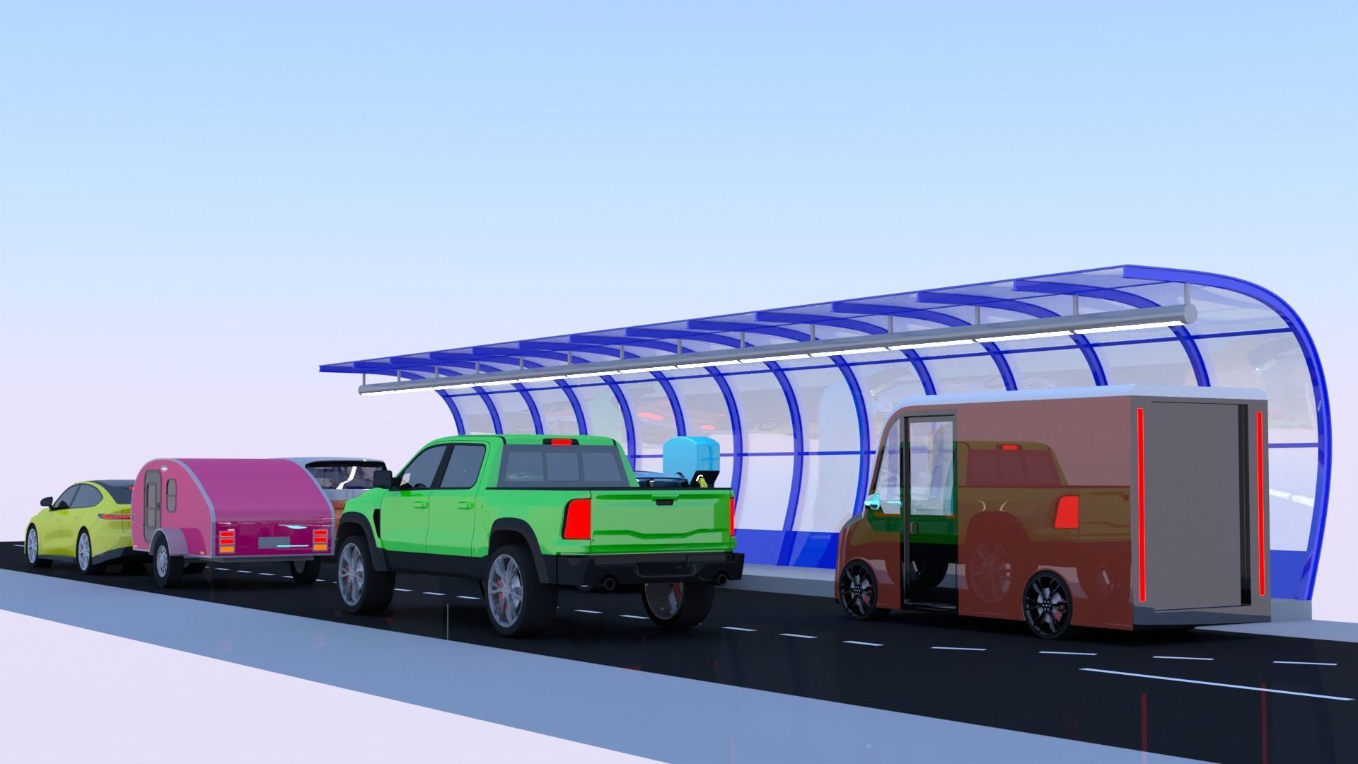 EV charging station VII 3D model_4