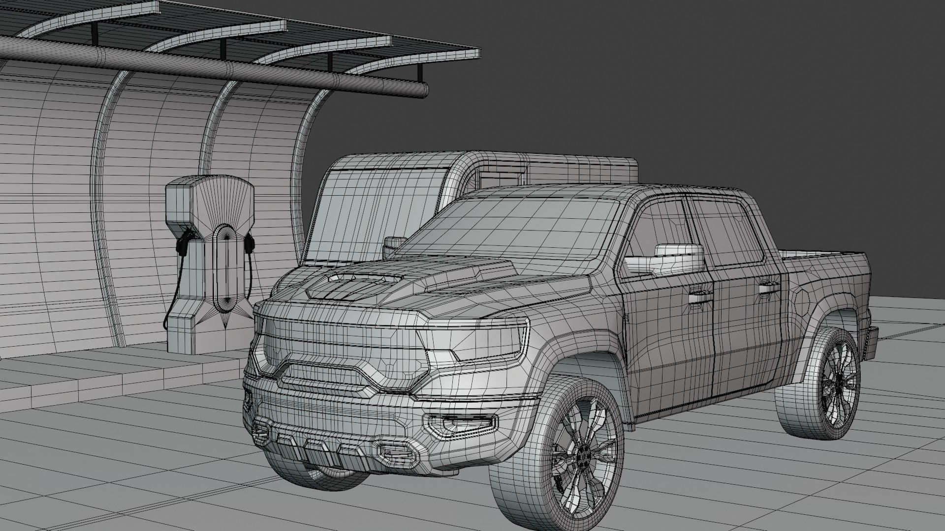 EV charging station VII 3D model_7