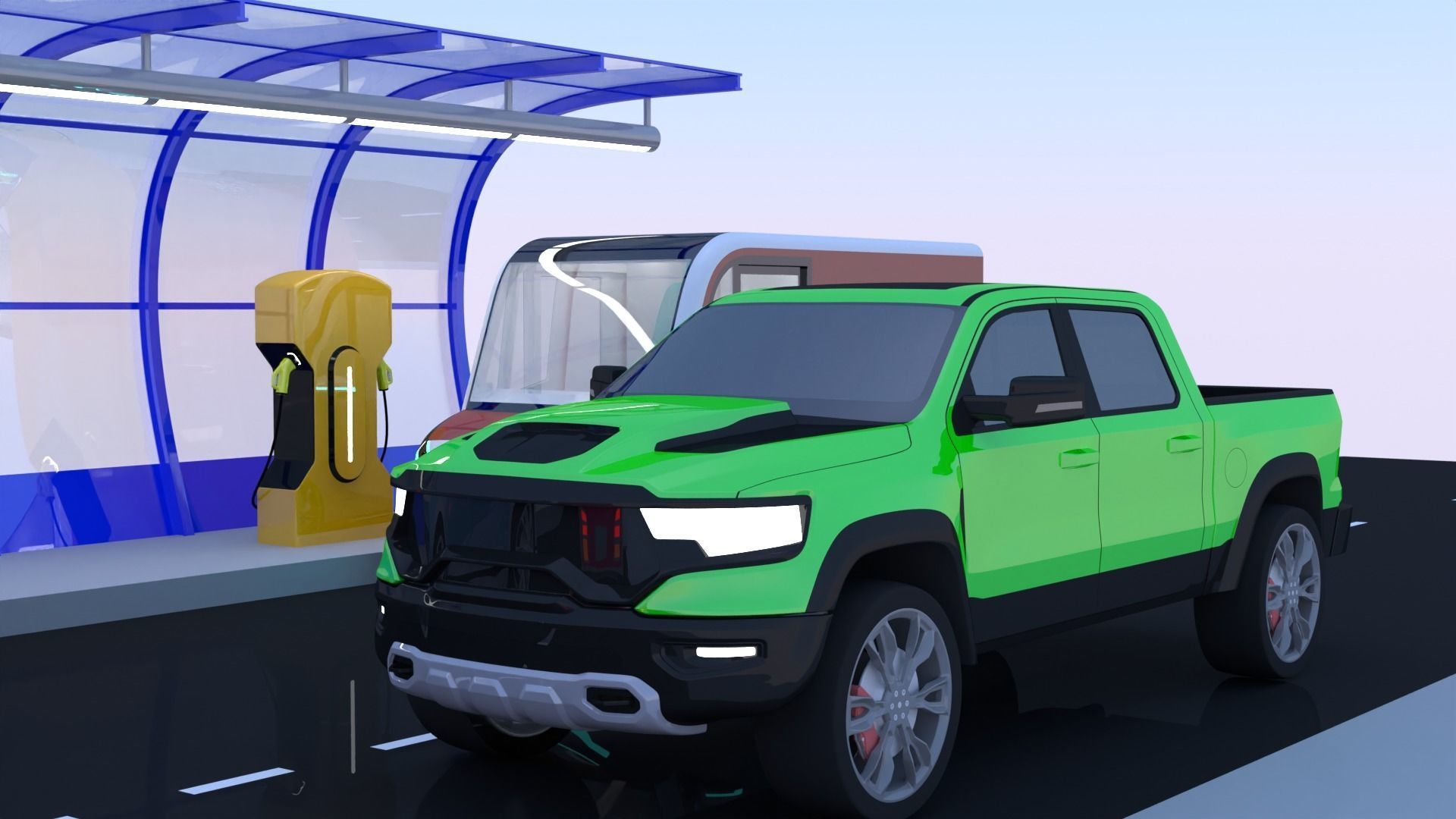 EV charging station VII 3D model_6