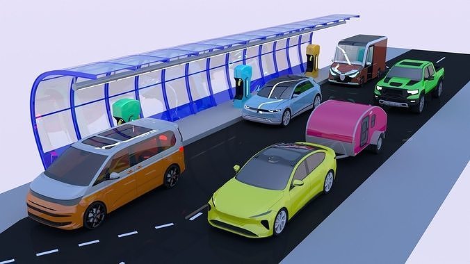 EV charging station VII 3D model