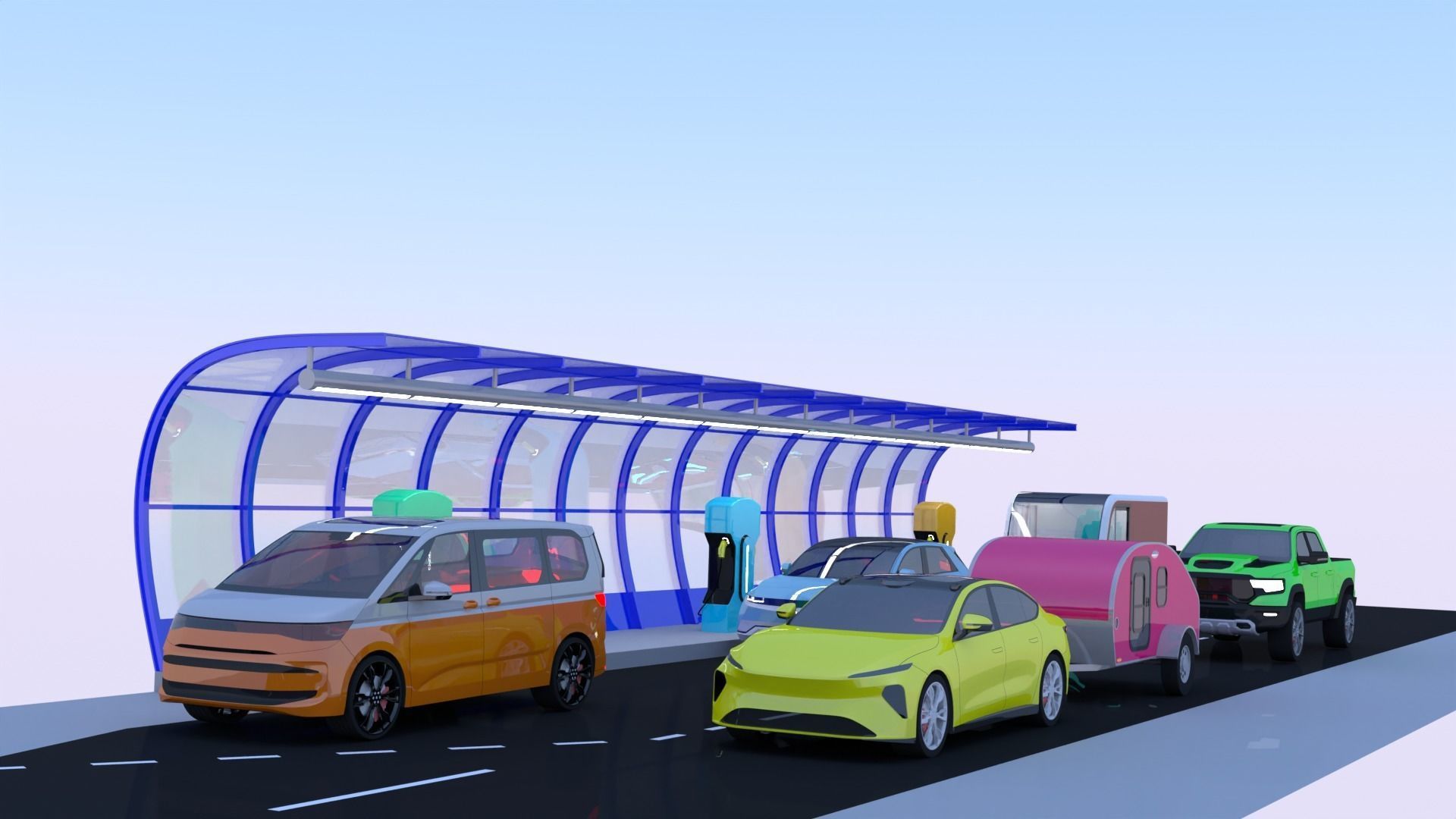 EV charging station VII 3D model_2