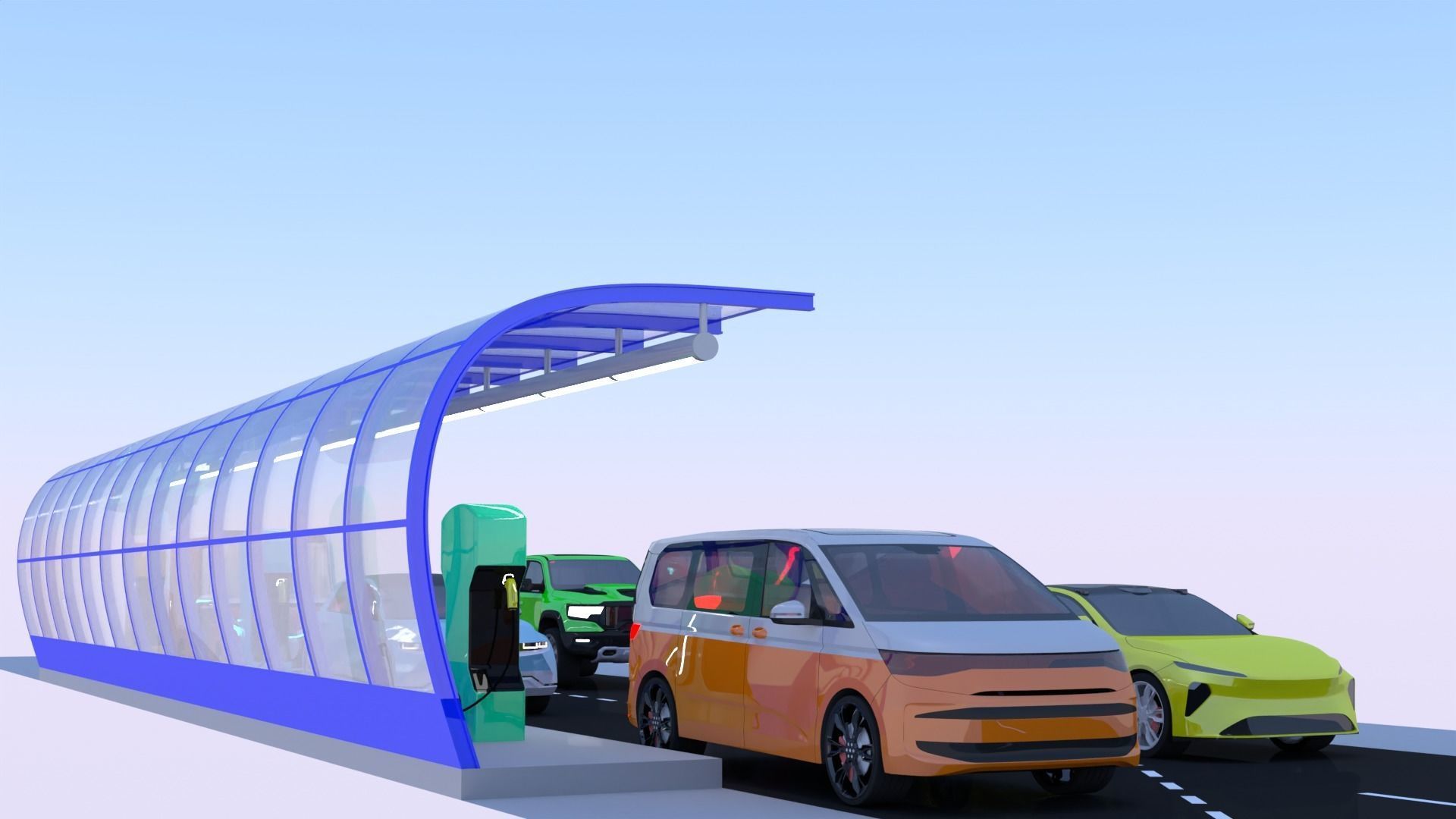 EV charging station VII 3D model_12
