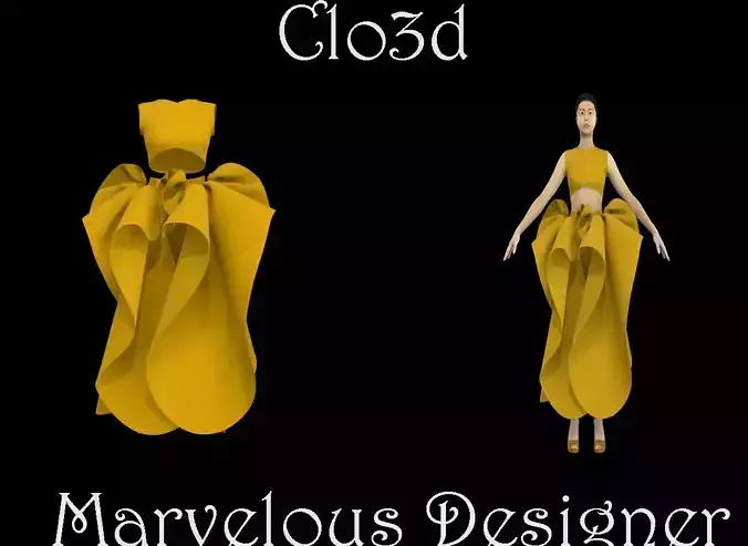 3d Frilly Skirt and Crop Top 3D model