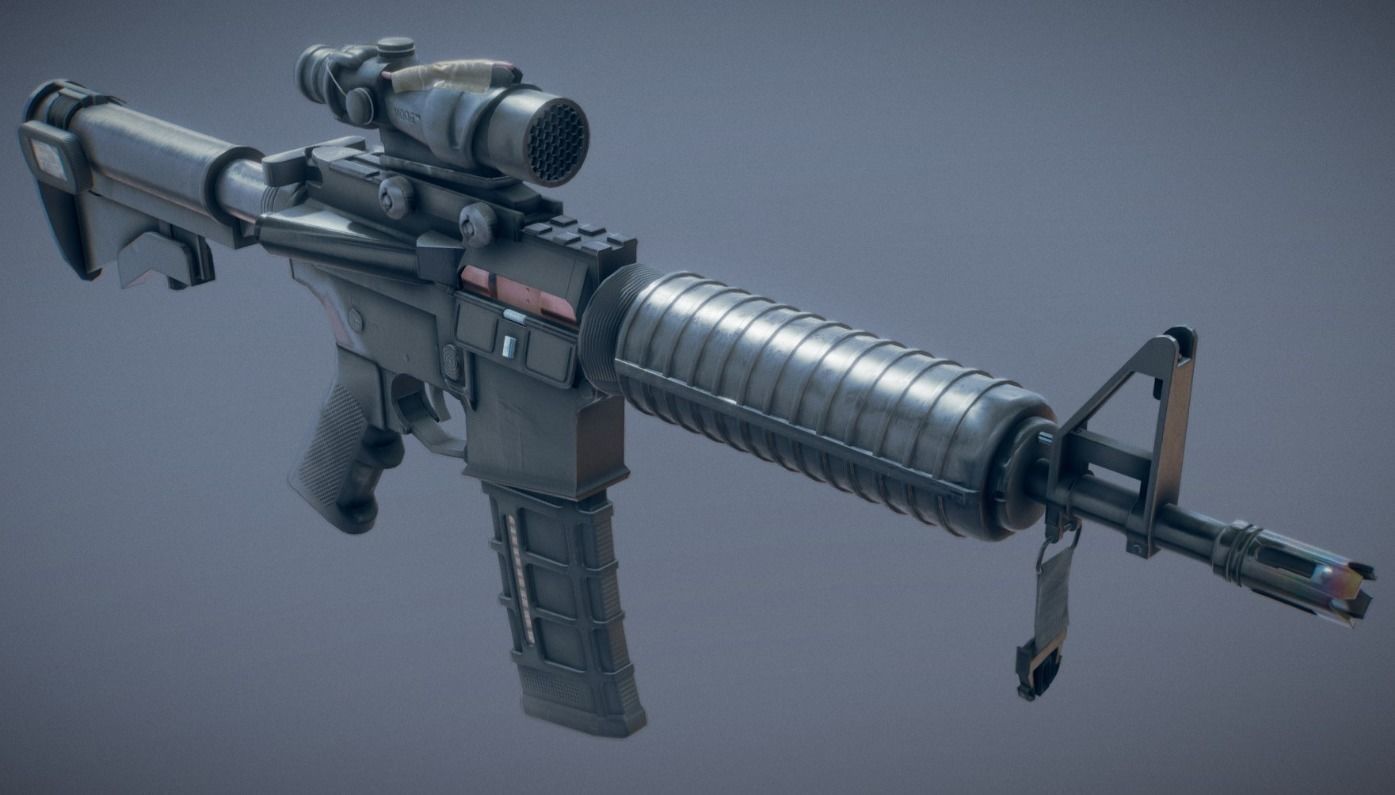AR15 Style Rifle Low-poly 3D model_1