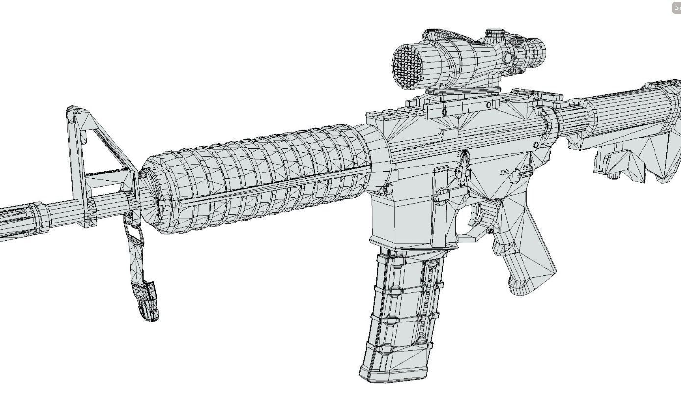 AR15 Style Rifle Low-poly 3D model_4