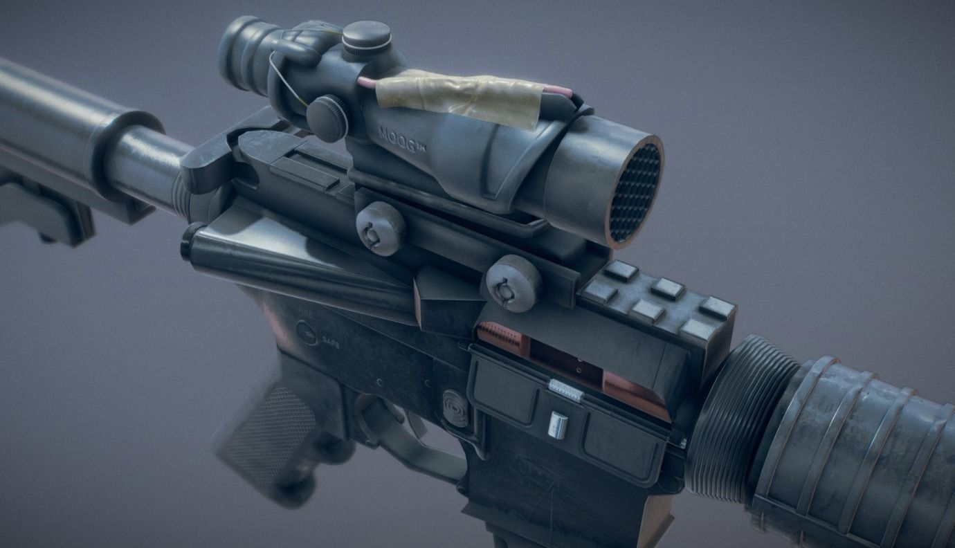 AR15 Style Rifle Low-poly 3D model_2