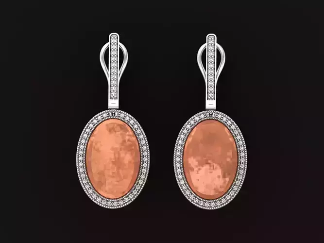 Navajo earrings with  oval onyx 1046 3D print model