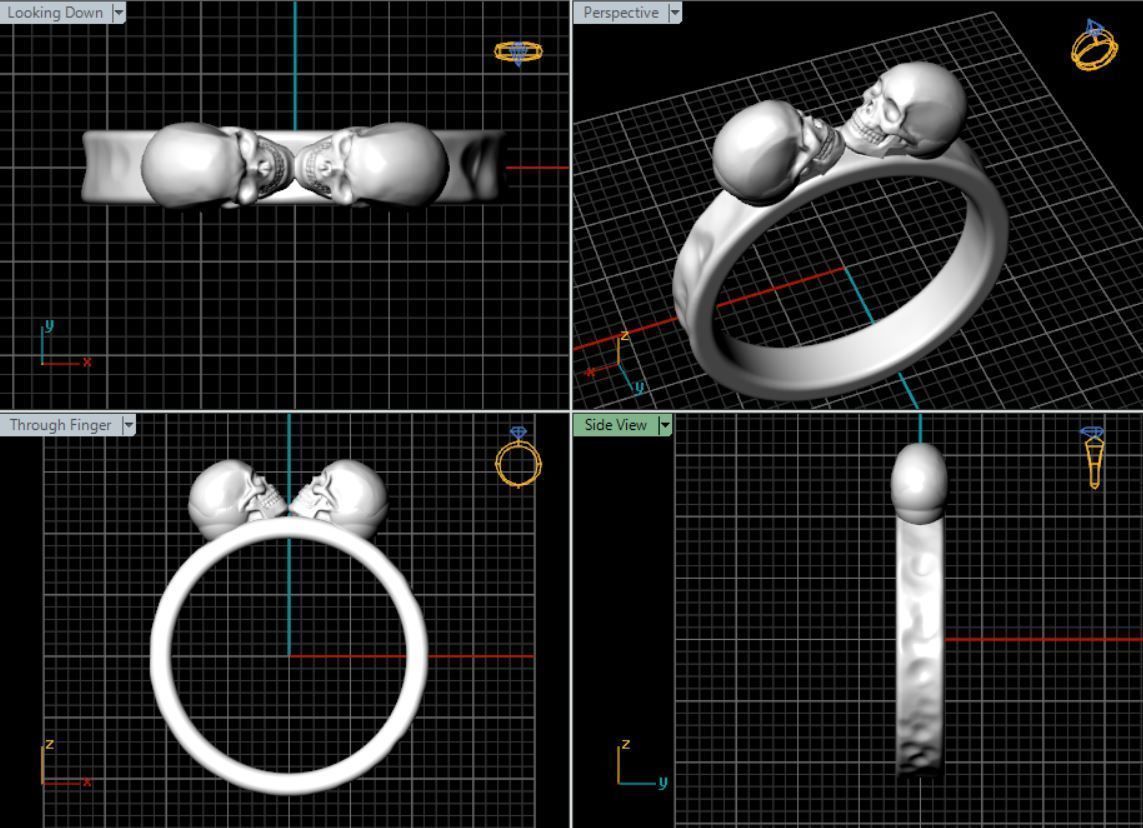 Skull Ring Hammered Textured 3D print model_7