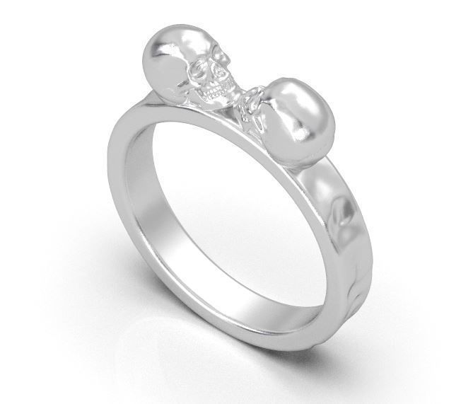 Skull Ring Hammered Textured 3D print model_6