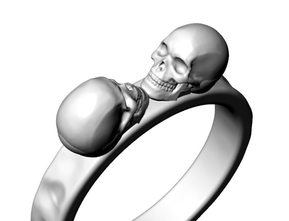 Skull Ring Hammered Textured 3D print model_3