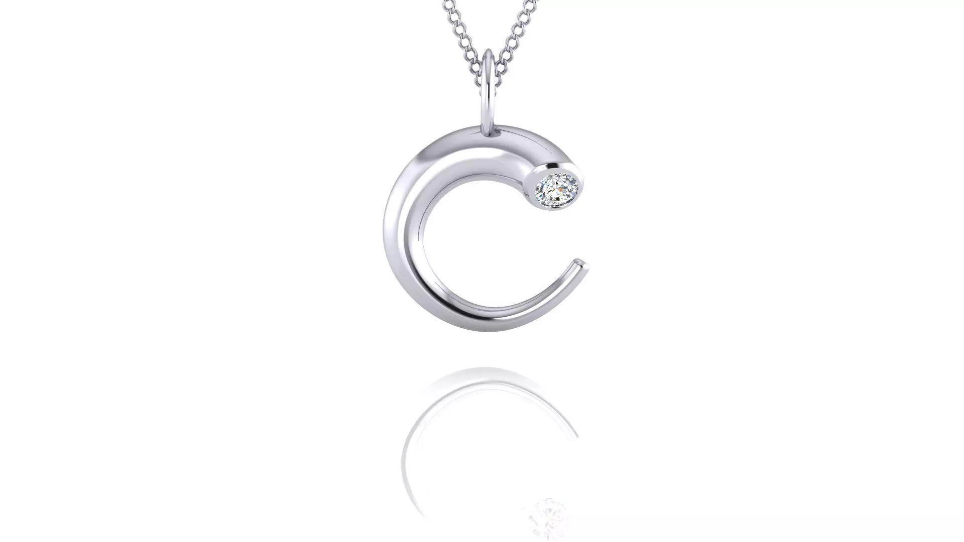 Circle Diamond Pendant Swirl Necklace 3D print model