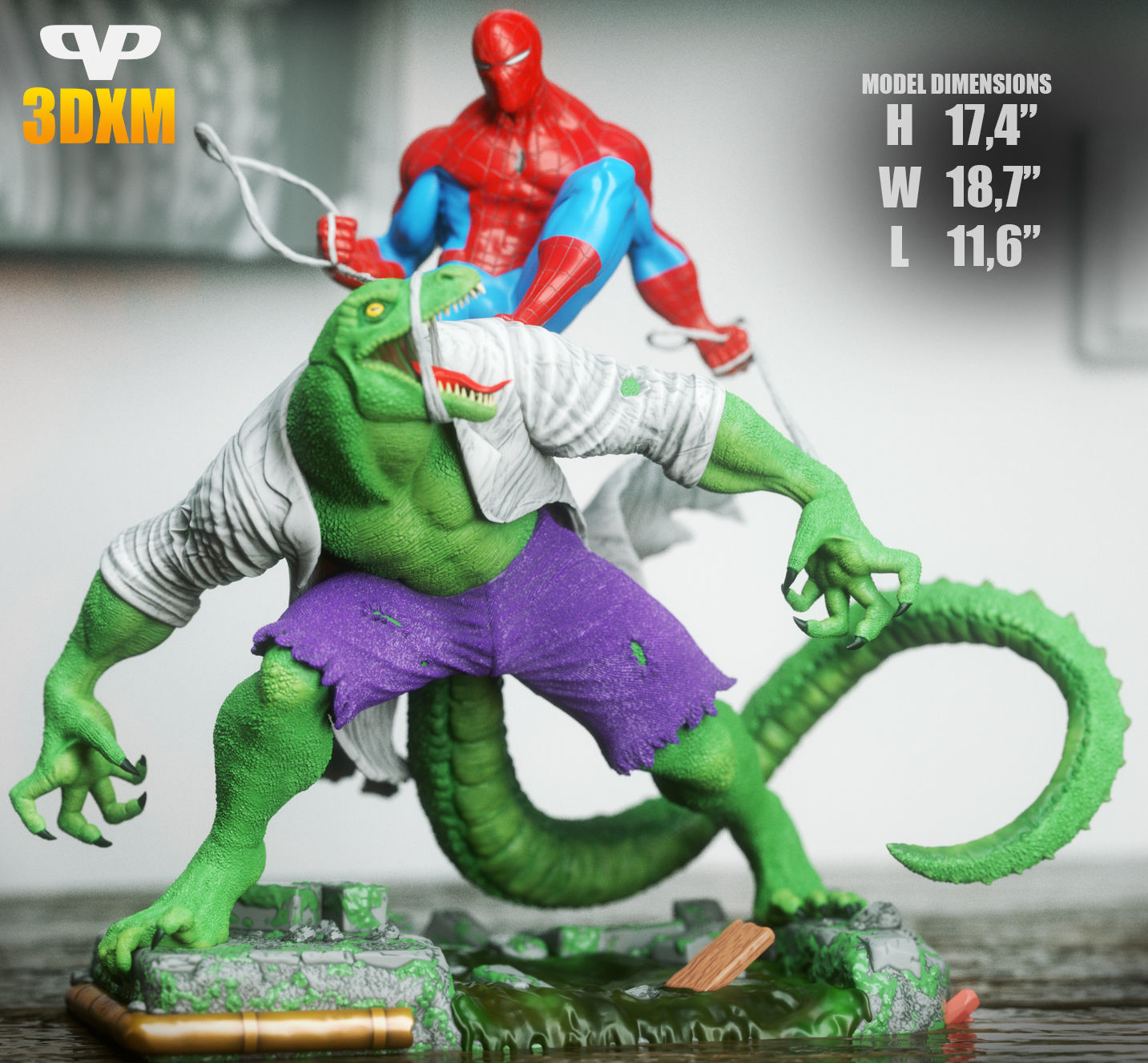 Lizard Vs Spider-Man STL for 3D Printing 3DXM ChibiSTL 3D print model_5