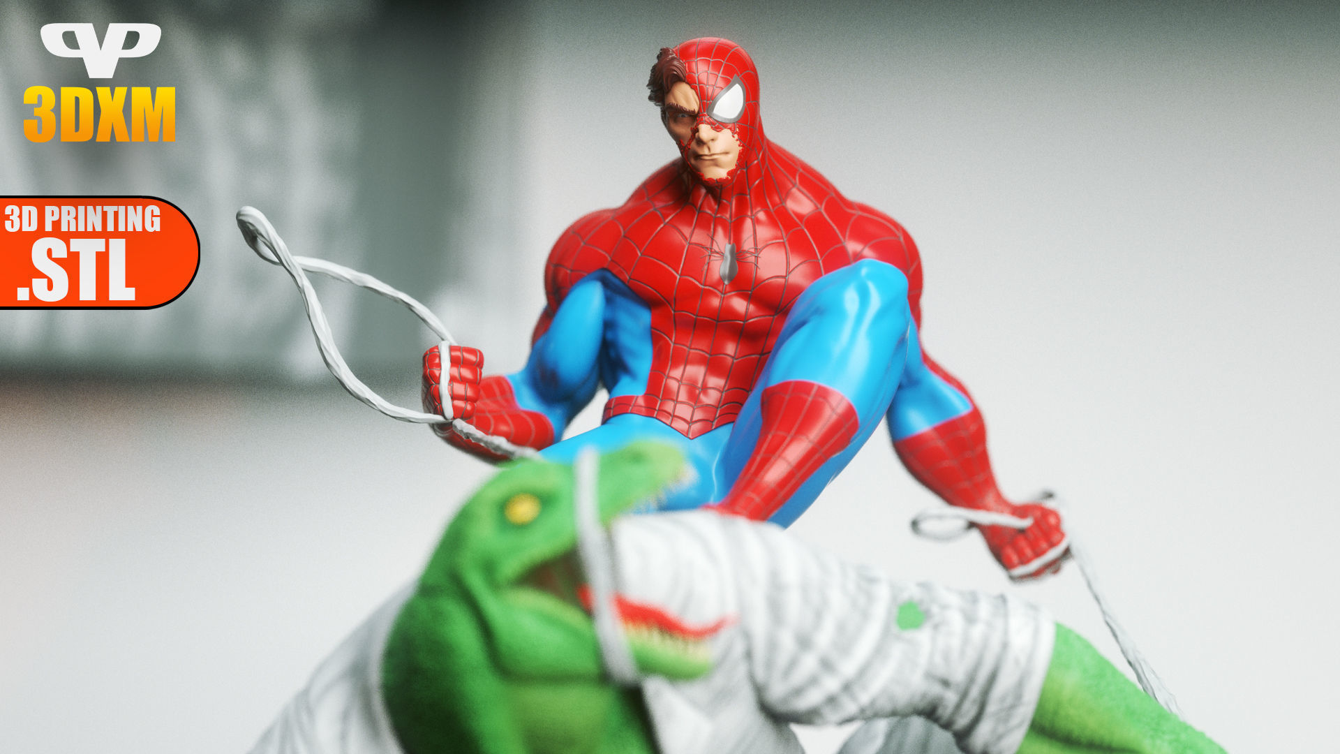 Lizard Vs Spider-Man STL for 3D Printing 3DXM ChibiSTL 3D print model_2