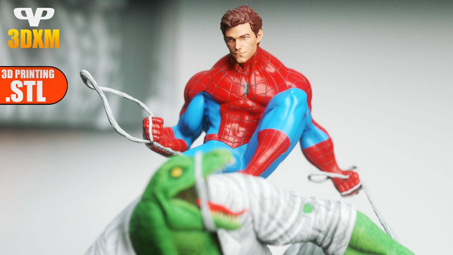 Lizard Vs Spider-Man STL for 3D Printing 3DXM ChibiSTL 3D print model_1
