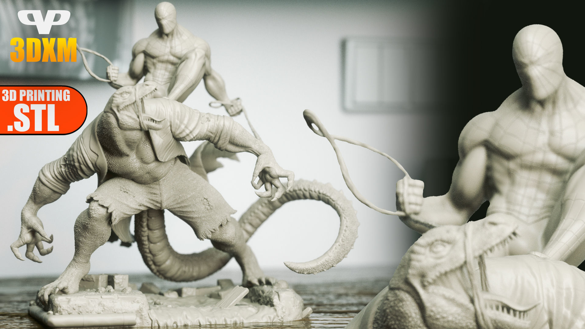 Lizard Vs Spider-Man STL for 3D Printing 3DXM ChibiSTL 3D print model_4