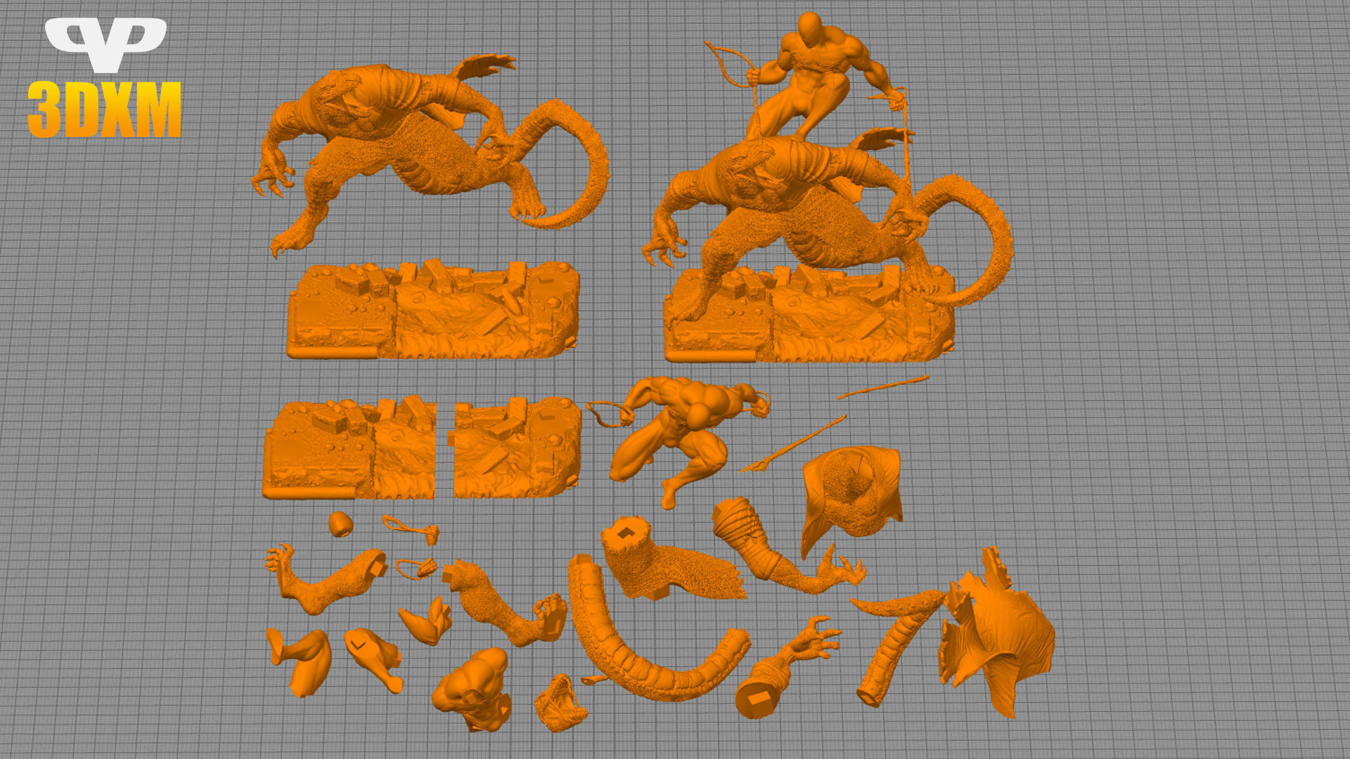 Lizard Vs Symbiote Spider-Man STL for 3D Printing 3DXM ChibiSTL 3D print model_1